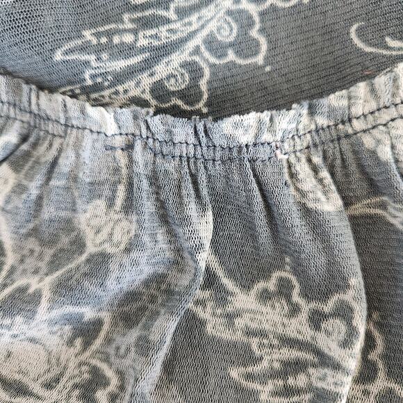 Y2K Mesh Blue Floral Sheer Ruched Cap Sleeve V-Neck Whimsigoth Top XS - Picture 6 of 7